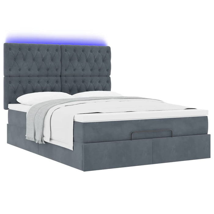 Cadru de pat otoman cu saltele Gri închis 140x190cm catifea - WALTI WALTI
