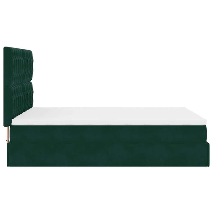 Cadru de pat otoman cu saltele verde închis 140x200cm catifea - WALTI WALTI