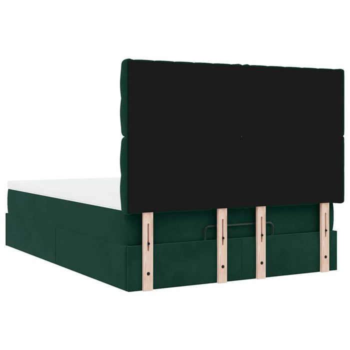 Cadru de pat otoman cu saltele verde închis 140x200cm catifea - WALTI WALTI
