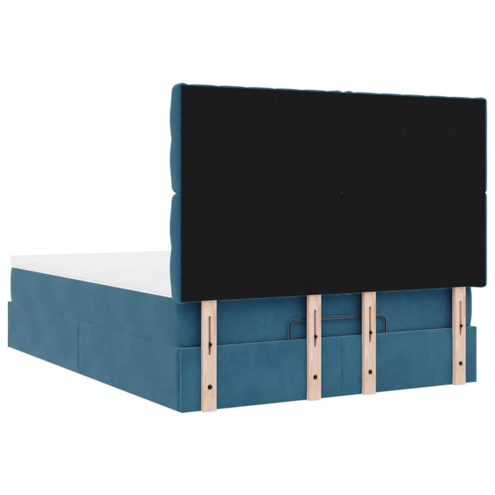 Cadru pat otoman cu saltele Albastru închis 140x200cm catifea - WALTI WALTI