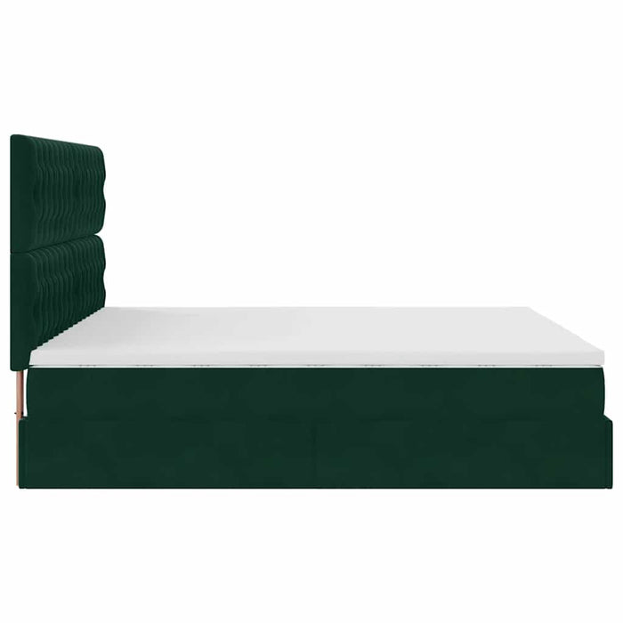 Cadru de pat otoman cu saltele Verde închis 160x200cm catifea - WALTI WALTI