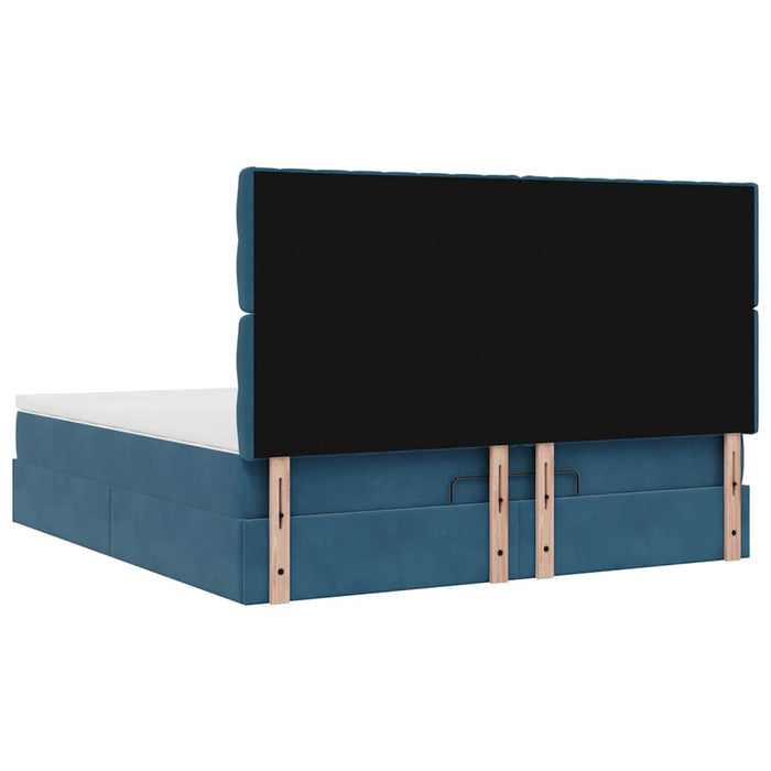 Cadru pat otoman cu saltele Albastru închis 160x200cm catifea - WALTI WALTI