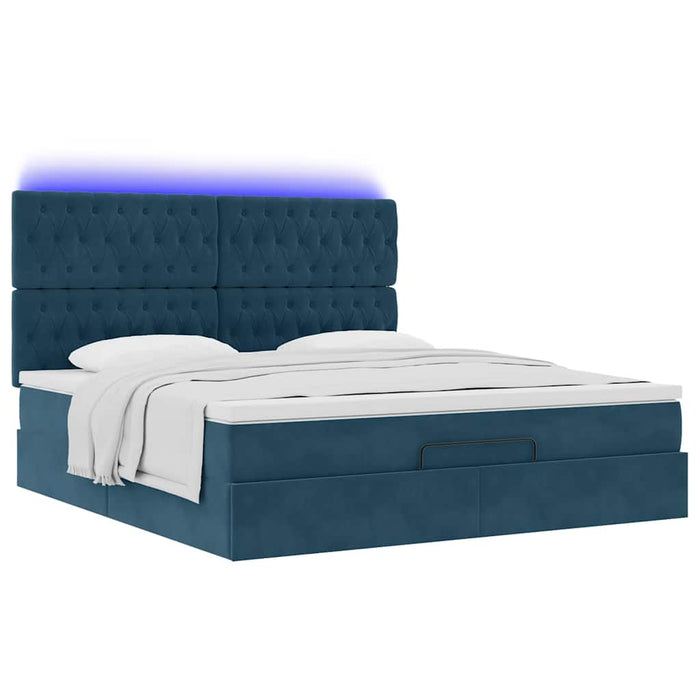 Cadru pat otoman cu saltele Albastru închis 180x200cm catifea WALTI