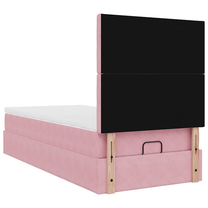 Cadru de pat otoman cu saltele Roz 80x200cm catifea - WALTI WALTI