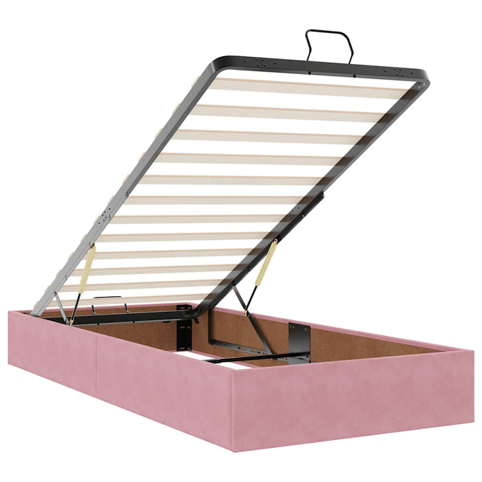 Cadru de pat otoman cu saltele Roz 80x200cm catifea - WALTI WALTI