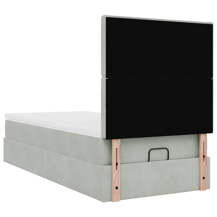 Cadru de pat otoman cu saltele Gri deschis 90x200cm catifea - WALTI WALTI