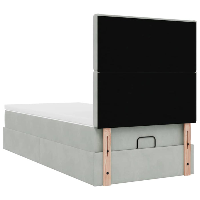 Cadru de pat otoman cu saltele Gri deschis 100x200cm catifea - WALTI WALTI