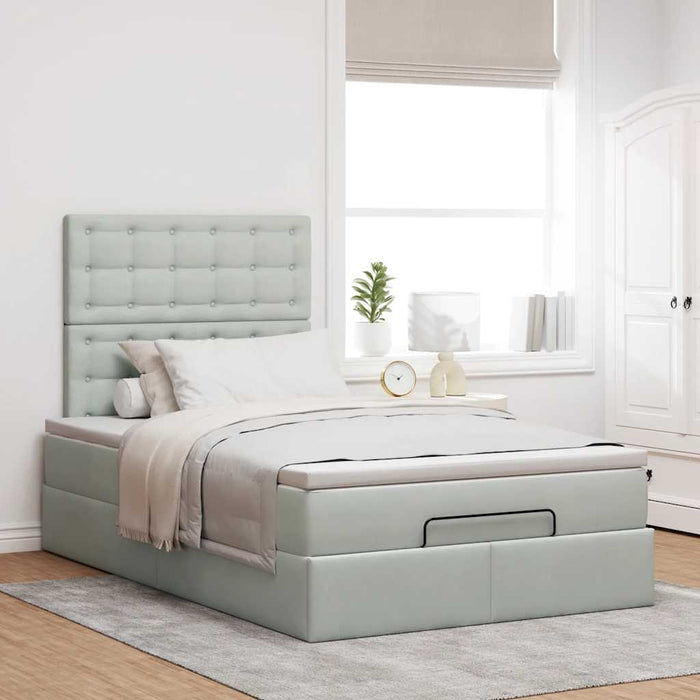 Cadru de pat otoman cu saltele Gri deschis 120x190cm catifea - WALTI WALTI