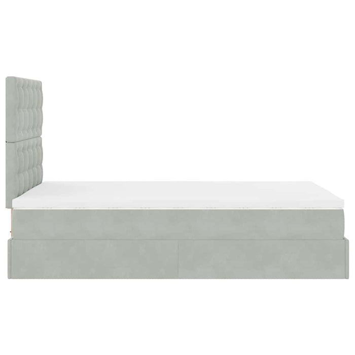 Cadru de pat otoman cu saltele Gri deschis 120x190cm catifea - WALTI WALTI