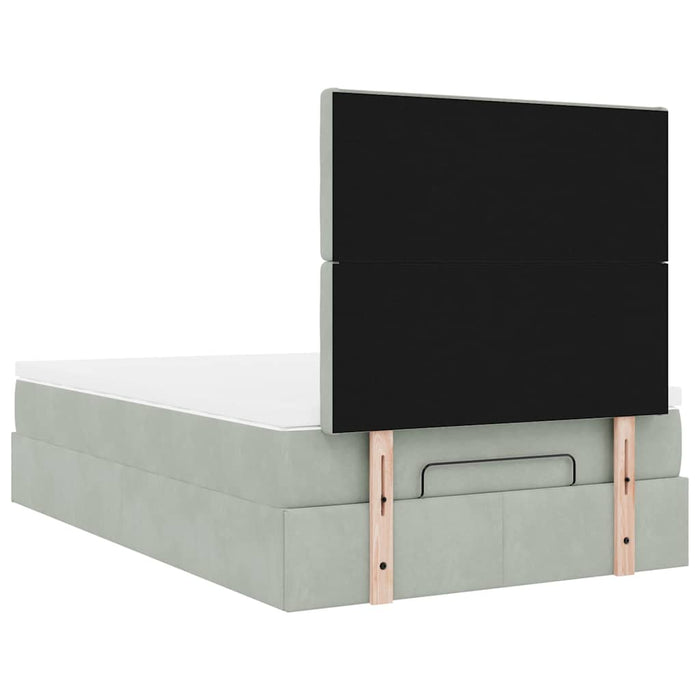 Cadru de pat otoman cu saltele Gri deschis 120x190cm catifea - WALTI WALTI
