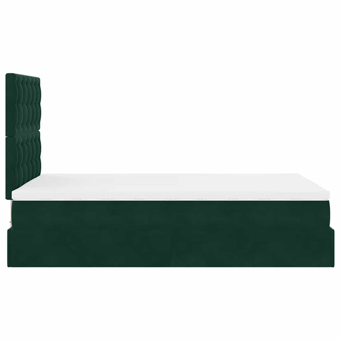 Cadru de pat otoman cu saltele, catifea verde închis 120x190cm - WALTI WALTI