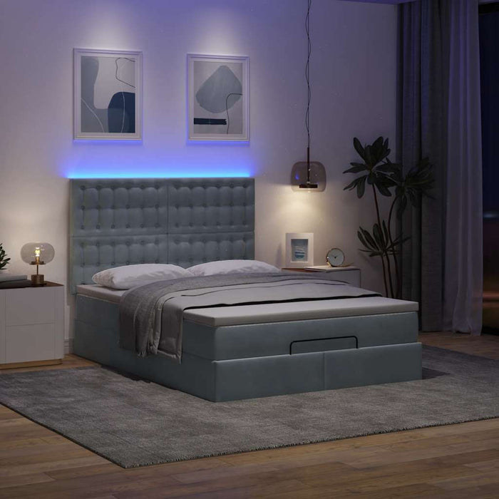 Cadru de pat otoman cu saltele Gri închis 140x190cm catifea - WALTI WALTI