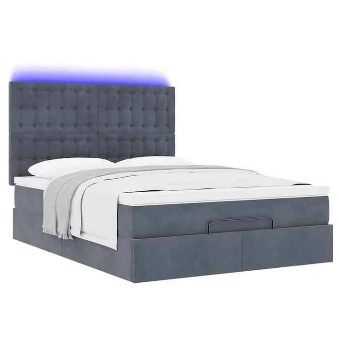 Cadru de pat otoman cu saltele Gri închis 140x190cm catifea - WALTI WALTI