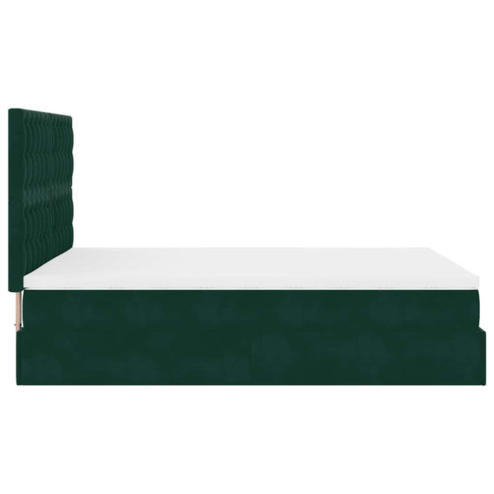 Cadru de pat otoman cu saltele verde închis 140x200cm catifea - WALTI WALTI