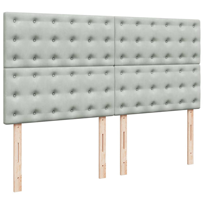 Cadru de pat otoman cu saltele Gri deschis 160x200cm catifea - WALTI WALTI