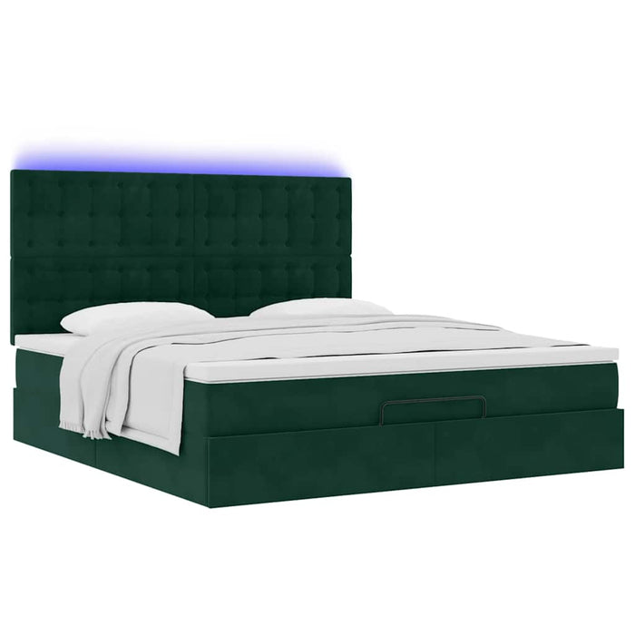 Cadru de pat otoman cu saltele Verde închis 160x200cm catifea - WALTI WALTI