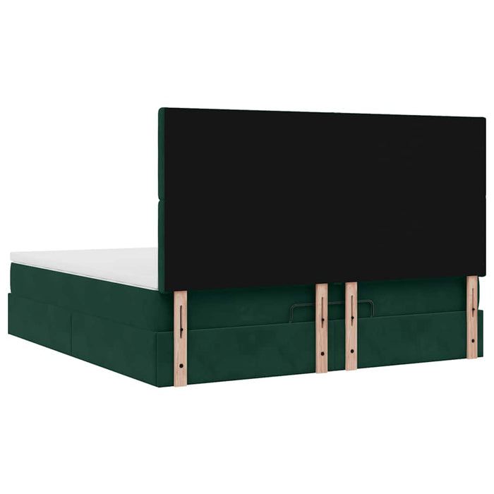 Cadru de pat otoman cu saltele Verde închis 160x200cm catifea - WALTI WALTI