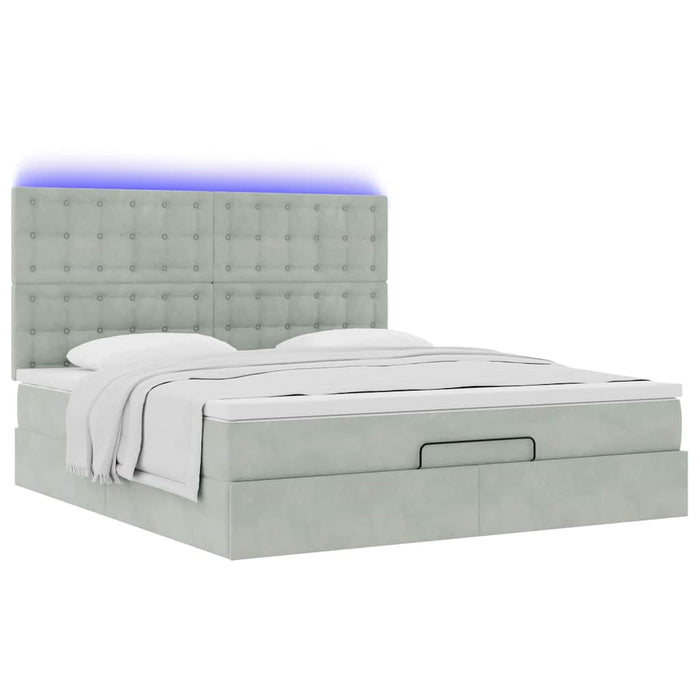 Cadru de pat otoman cu saltele Gri deschis 180x200cm catifea - WALTI WALTI