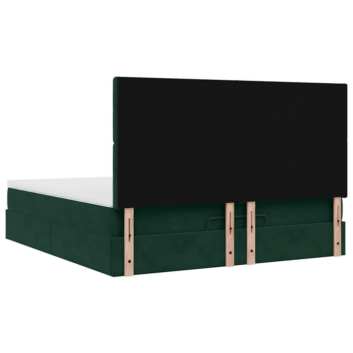 Cadru de pat otoman cu saltele, catifea verde închis 180x200cm - WALTI WALTI