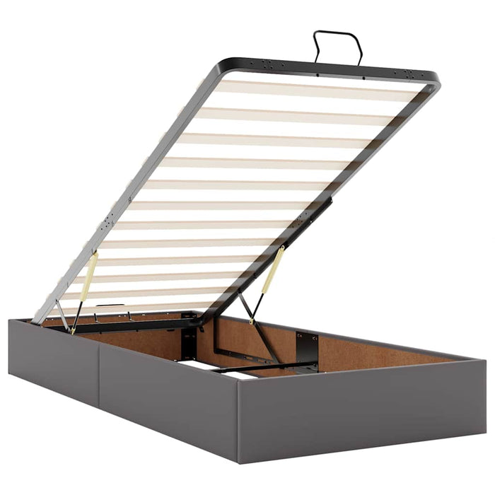 Pat otoman cu saltele și LEDs, gri, 160x200cm, piele ecologică - WALTI WALTI