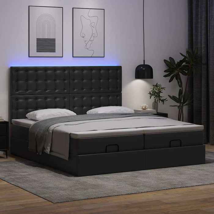 Cadru de pat otoman saltele Negru 200x200cm piele artificială - WALTI WALTI