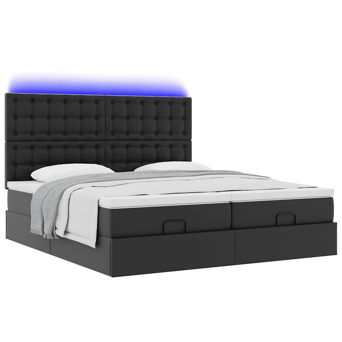 Cadru de pat otoman saltele Negru 200x200cm piele artificială - WALTI WALTI