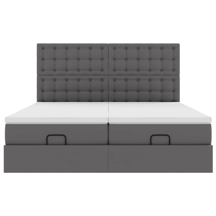 Cadru de pat otoman cu saltele Gri 200x200cm piele artificială - WALTI WALTI