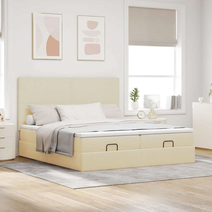 Cadru de pat otoman cu saltele crem 160x200cm stofa - WALTI WALTI