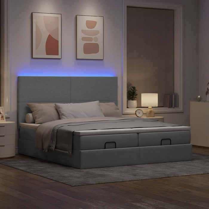 Cadru de pat otoman cu saltele Gri deschis 180x200cm Material - WALTI WALTI