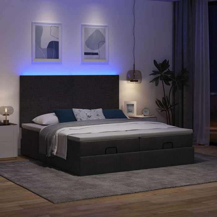 Cadru de pat otoman cu saltele, material negru 180x200cm - WALTI WALTI