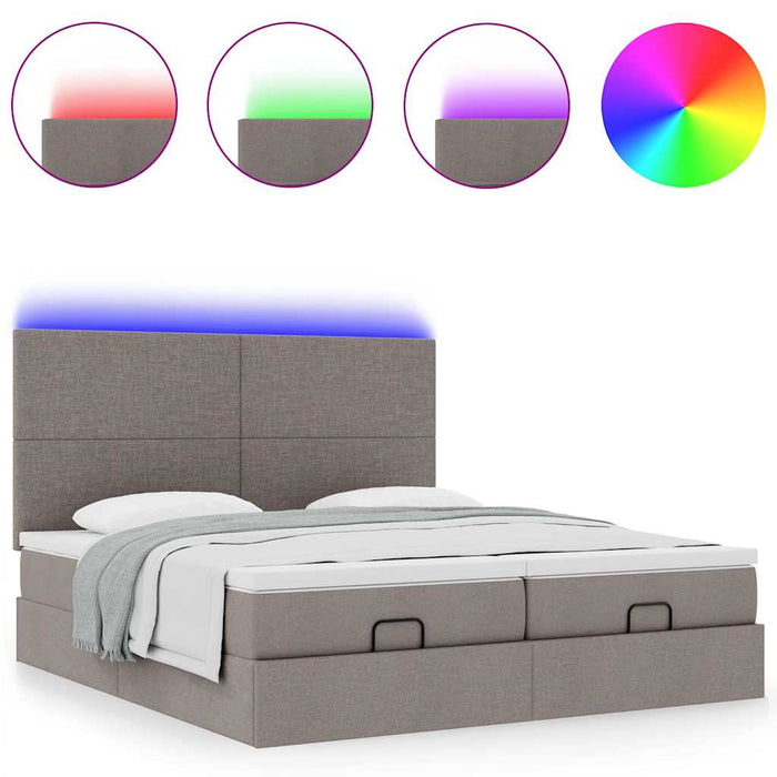 Cadru de pat otoman cu saltele Taupe 200x200cm țesătură WALTI