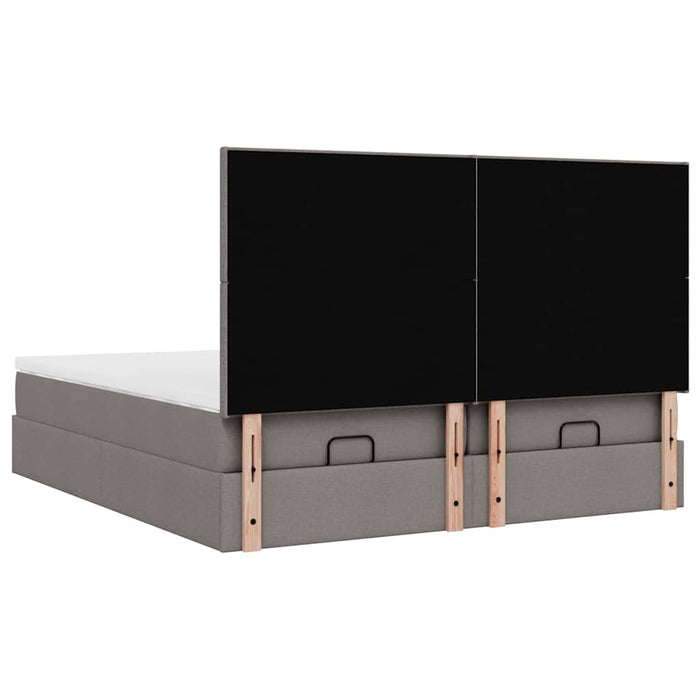 Cadru de pat otoman cu saltele Taupe 200x200cm țesătură WALTI