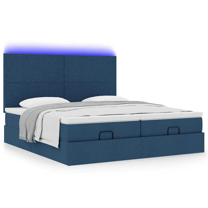 Cadru de pat otoman cu saltele, țesătură albastră 200x200cm - WALTI WALTI