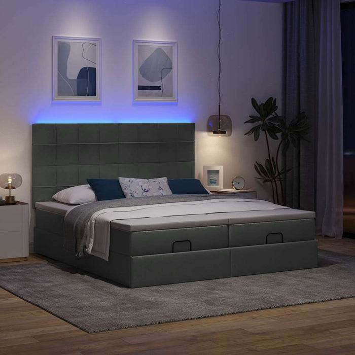 Cadru de pat otoman cu saltele țesătură gri închis 160x200cm - WALTI WALTI