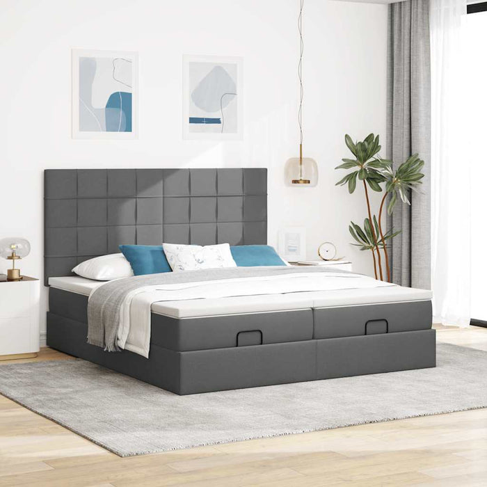 Cadru de pat otoman cu saltele țesătură gri închis 160x200cm - WALTI WALTI