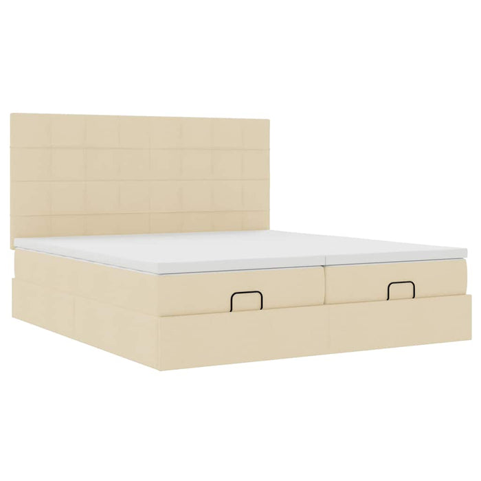 Cadru de pat otoman cu saltele crem 160x200cm stofa WALTI