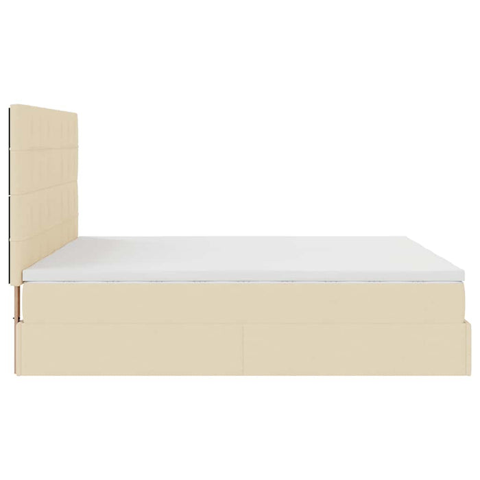 Cadru de pat otoman cu saltele crem 160x200cm stofa WALTI
