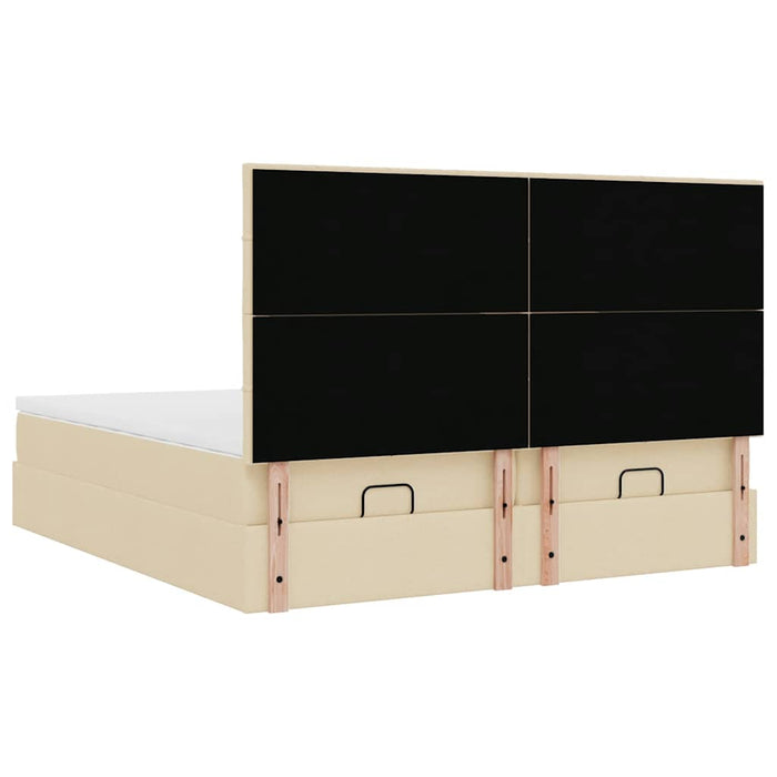 Cadru de pat otoman cu saltele crem 160x200cm stofa WALTI