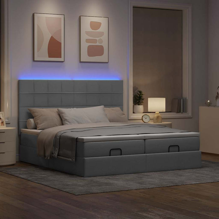 Cadru de pat otoman cu saltele Gri deschis 180x200cm Material - WALTI WALTI