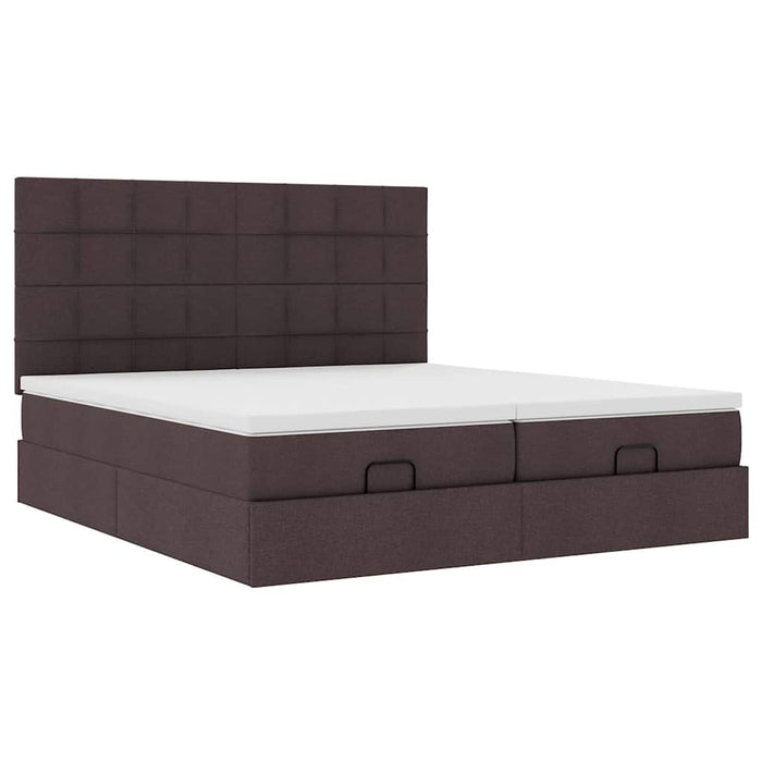Cadru de pat otoman cu saltele țesătură maro închis 180x200cm WALTI
