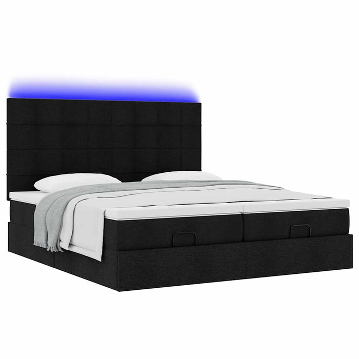 Cadru de pat otoman cu saltele, țesătură neagră 200x200cm - WALTI WALTI