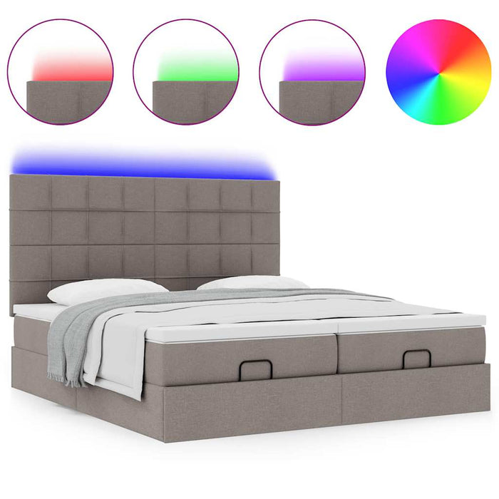 Cadru de pat otoman cu saltele Taupe 200x200cm țesătură WALTI