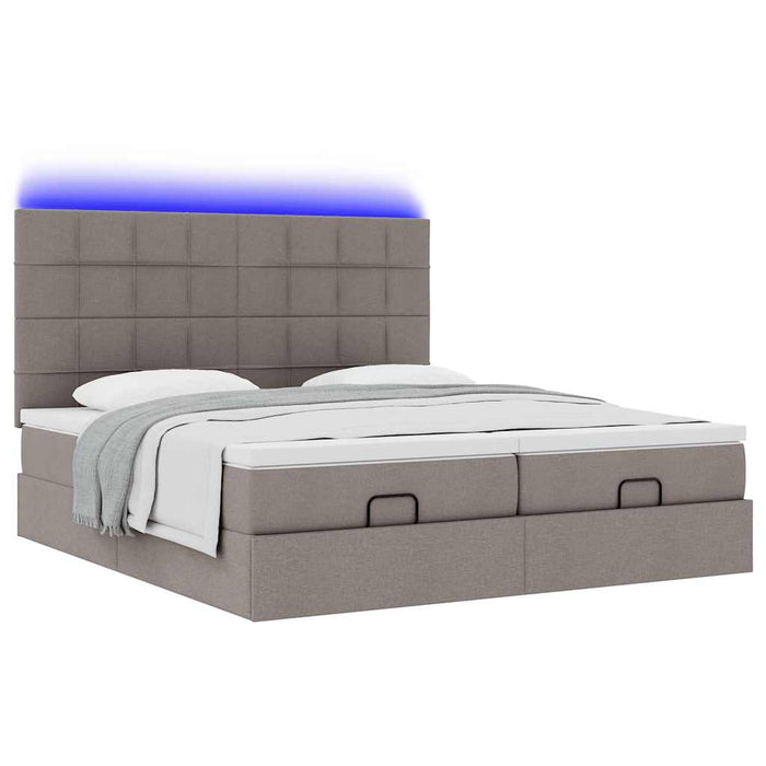 Cadru de pat otoman cu saltele Taupe 200x200cm țesătură WALTI