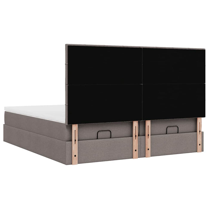 Cadru de pat otoman cu saltele Taupe 200x200cm țesătură WALTI