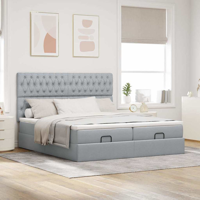 Cadru de pat otoman cu saltele Gri deschis 160x200cm Material - WALTI WALTI