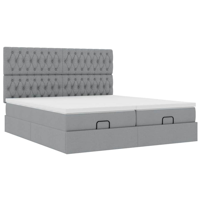 Cadru de pat otoman cu saltele Gri deschis 160x200cm Material - WALTI WALTI