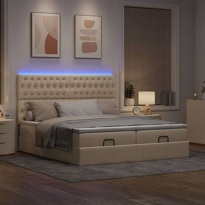 Cadru de pat otoman cu saltele crem 160x200cm stofa WALTI