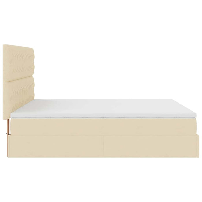 Cadru de pat otoman cu saltele crem 160x200cm stofa WALTI