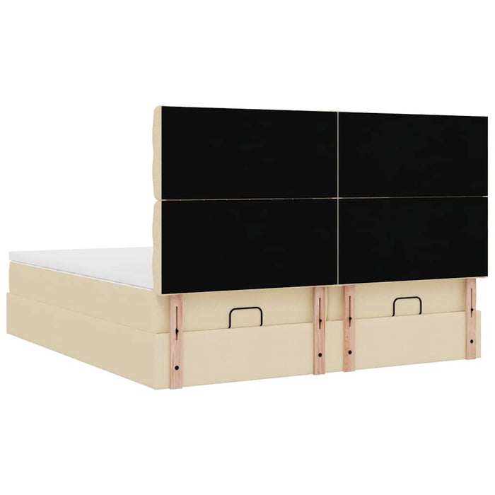 Cadru de pat otoman cu saltele crem 160x200cm stofa WALTI