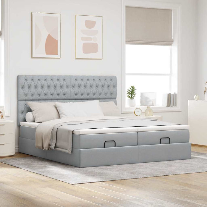 Cadru de pat otoman cu saltele Gri deschis 180x200cm Material - WALTI WALTI